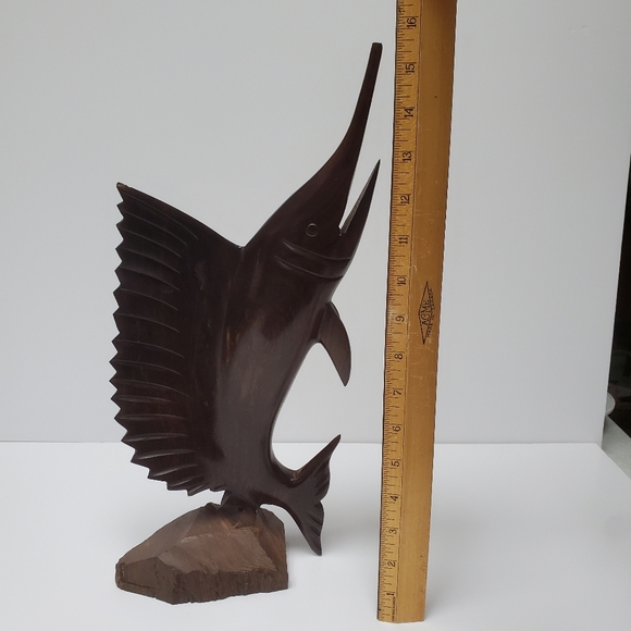 Vintage 15.5" Carved Wooden Ironwood Swordfish Marlin Sailfish Large Sculpture - Picture 4 of 8